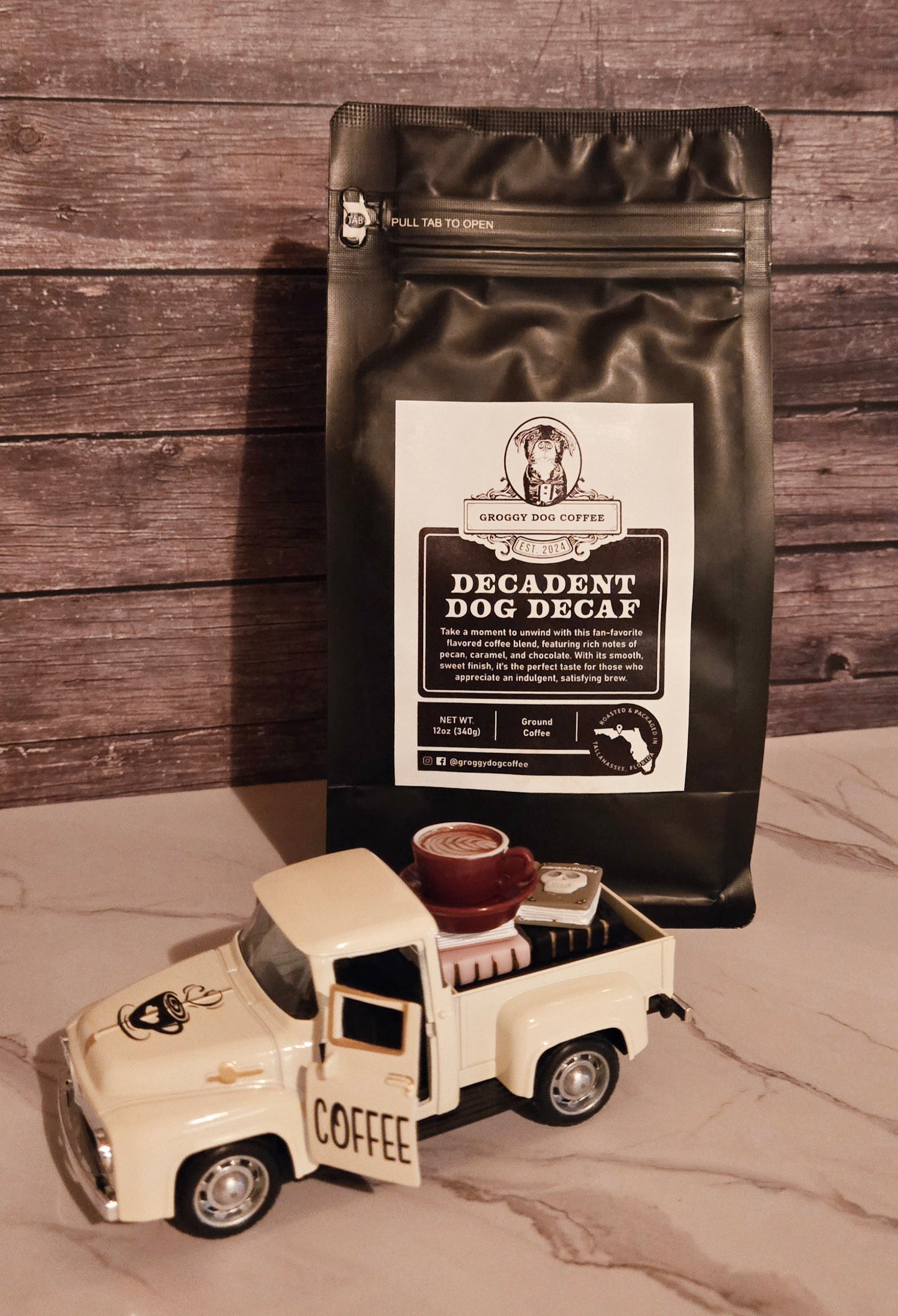 Whole Bean Decaf Decadent Dog Medium Roast 12oz Coffee