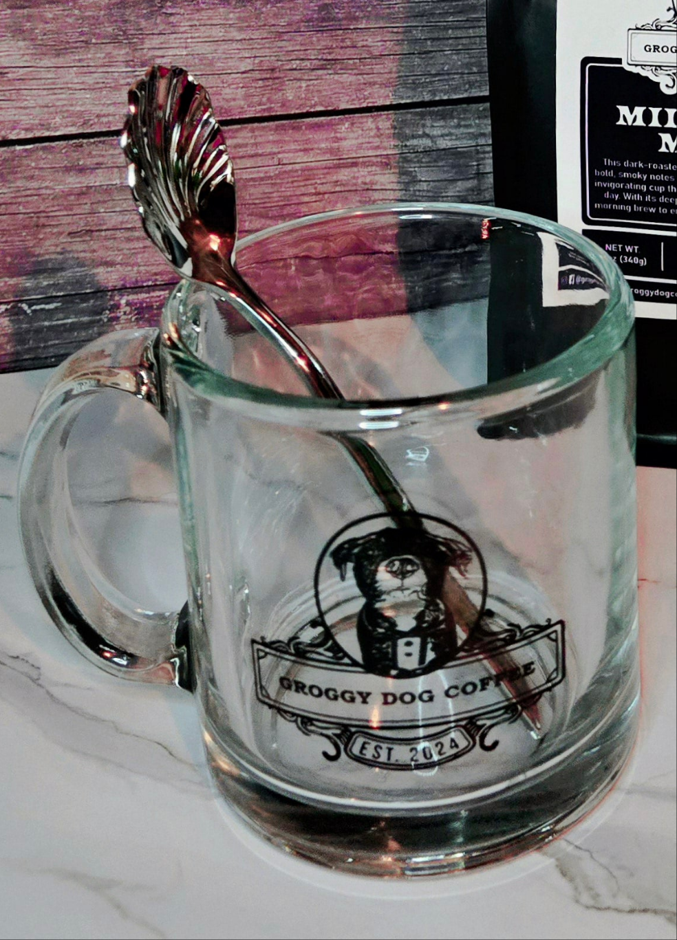Glass Groggy Dog Coffee Mug - 13oz