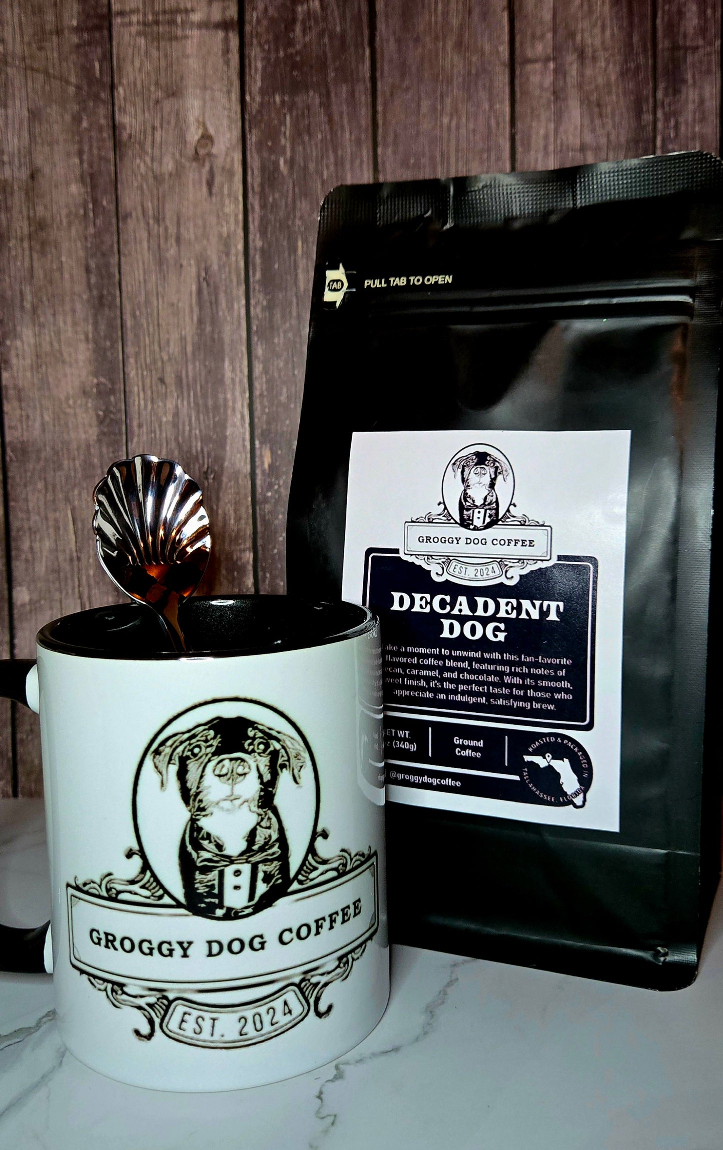 Whole Bean Decadent Dog Medium Roast 12oz Coffee
