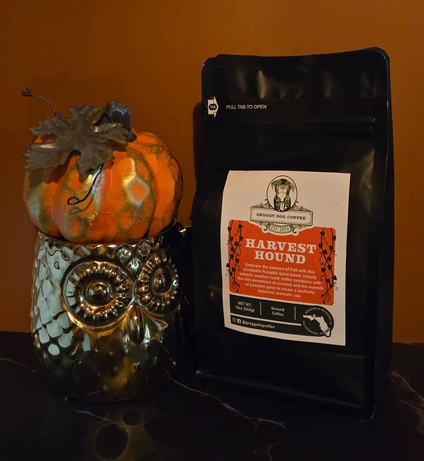 Harvest Hound Pumpkin Spice, Medium Roast Seasonal 12oz Ground Coffee